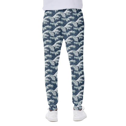 The Great Kanagawa Wave Pattern Print Scuba Joggers