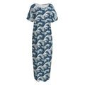 The Great Kanagawa Wave Pattern Print Short Sleeve Long Nightdress