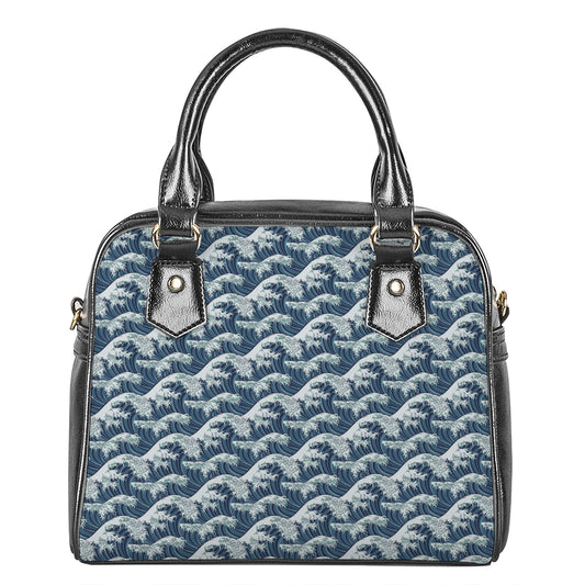 The Great Kanagawa Wave Pattern Print Shoulder Handbag