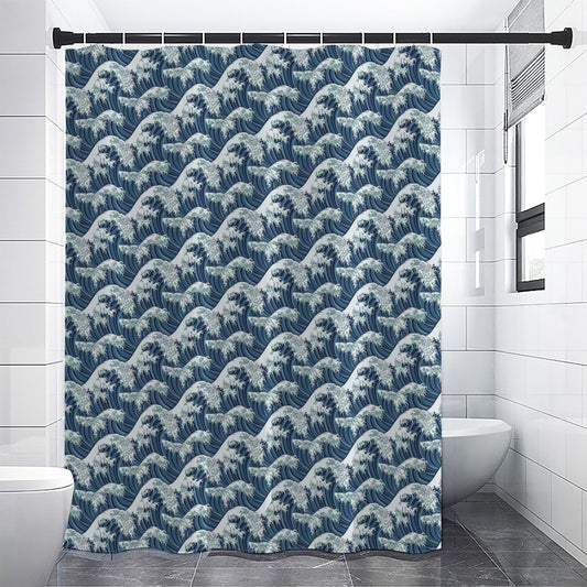 The Great Kanagawa Wave Pattern Print Shower Curtain