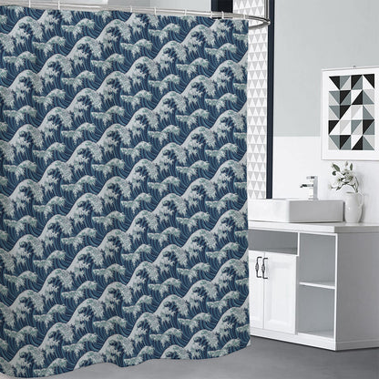 The Great Kanagawa Wave Pattern Print Shower Curtain