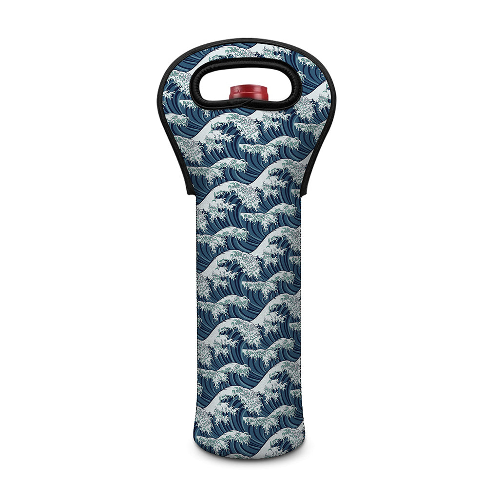 The Great Kanagawa Wave Pattern Print Single Neoprene Wine Tote