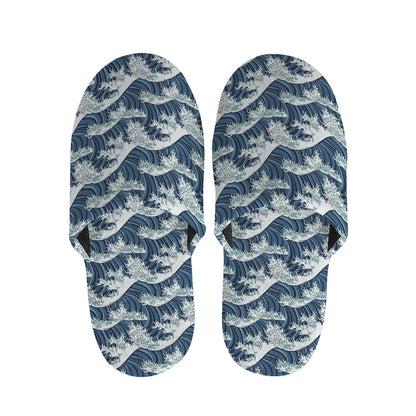The Great Kanagawa Wave Pattern Print Slippers