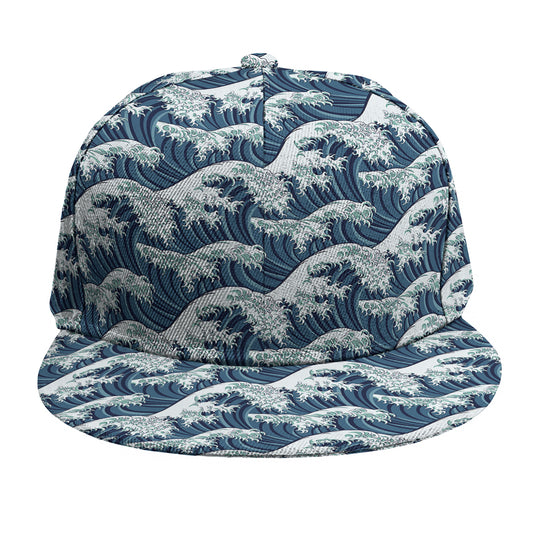 The Great Kanagawa Wave Pattern Print Snapback Cap
