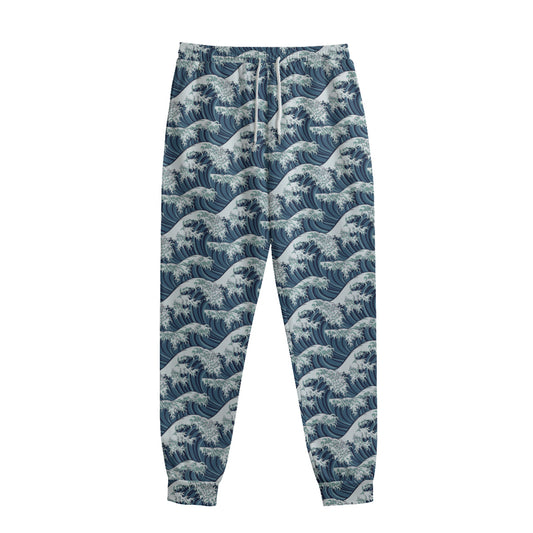 The Great Kanagawa Wave Pattern Print Sweatpants