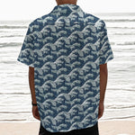 The Great Kanagawa Wave Pattern Print Textured Short Sleeve Shirt
