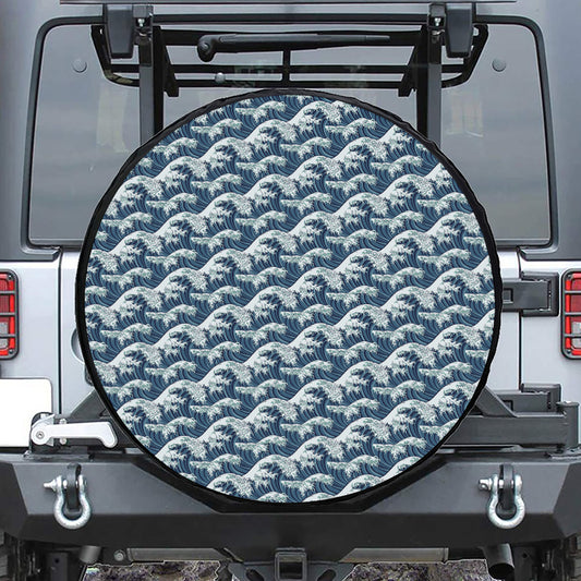 The Great Kanagawa Wave Pattern Print Tire Cover