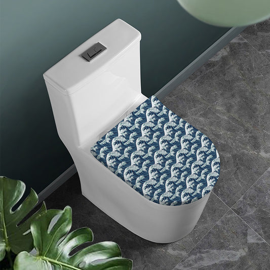 The Great Kanagawa Wave Pattern Print Toilet Lid Cover