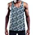 The Great Kanagawa Wave Pattern Print Men's Workout Tank Top