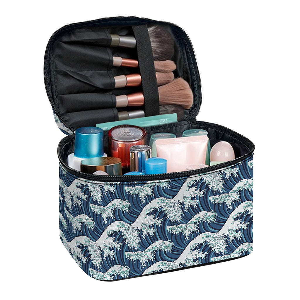 The Great Kanagawa Wave Pattern Print Travel Makeup Bag