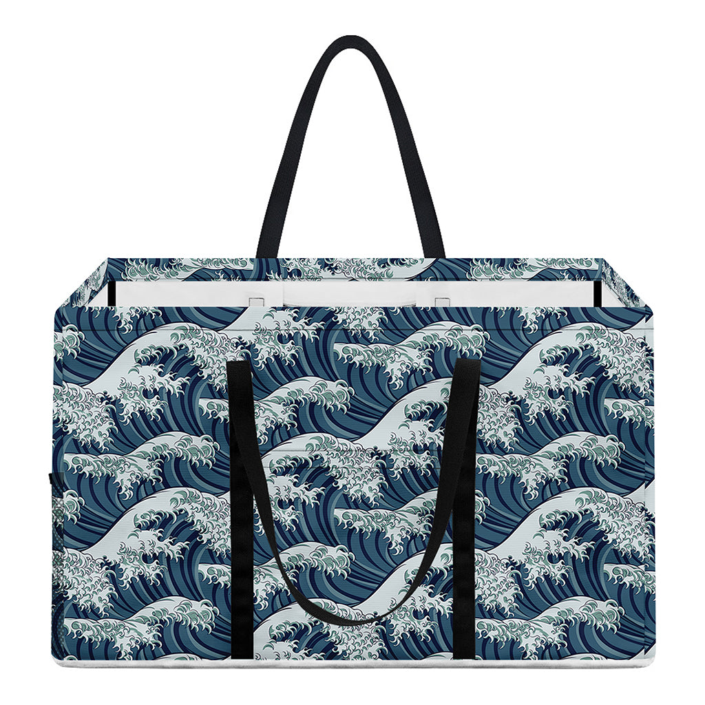 The Great Kanagawa Wave Pattern Print Utility Tote Bag