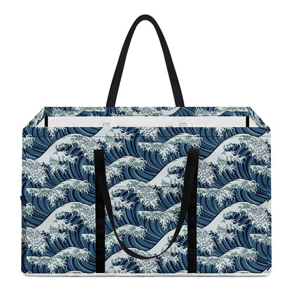 The Great Kanagawa Wave Pattern Print Utility Tote Bag
