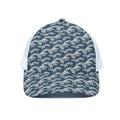 The Great Kanagawa Wave Pattern Print White Mesh Trucker Hat
