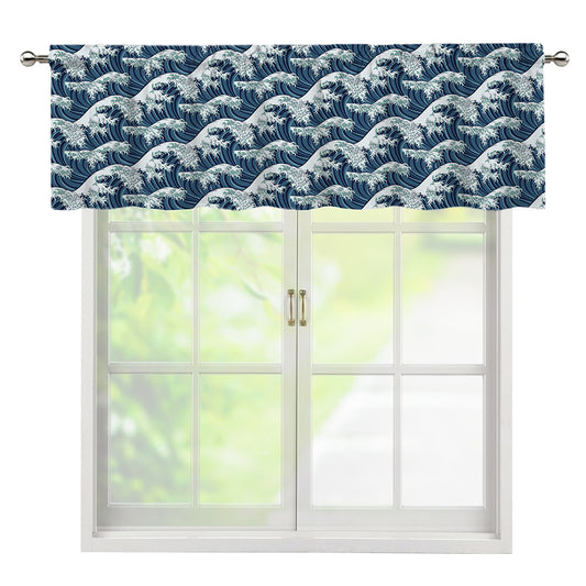 The Great Kanagawa Wave Pattern Print Window Valance