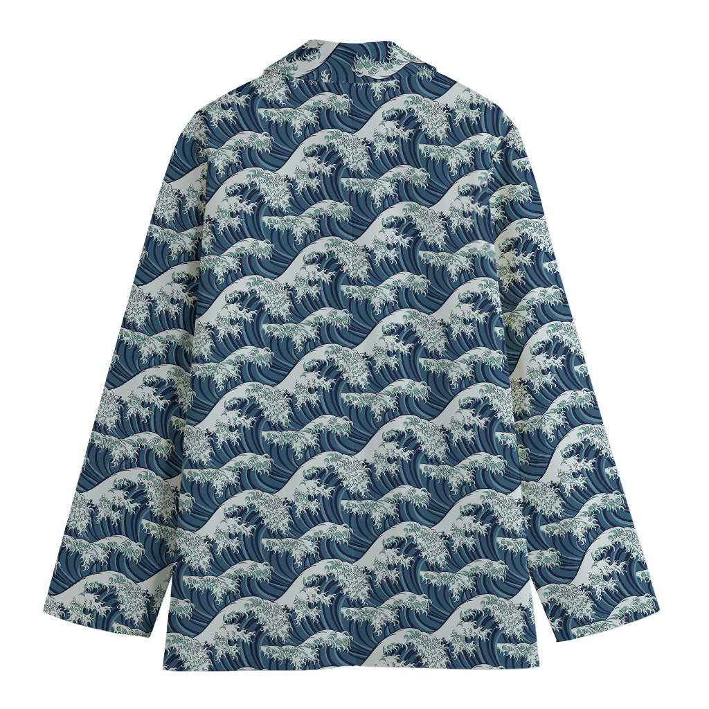 The Great Kanagawa Wave Pattern Print Women's Blazer