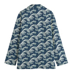 The Great Kanagawa Wave Pattern Print Women's Cotton Blazer