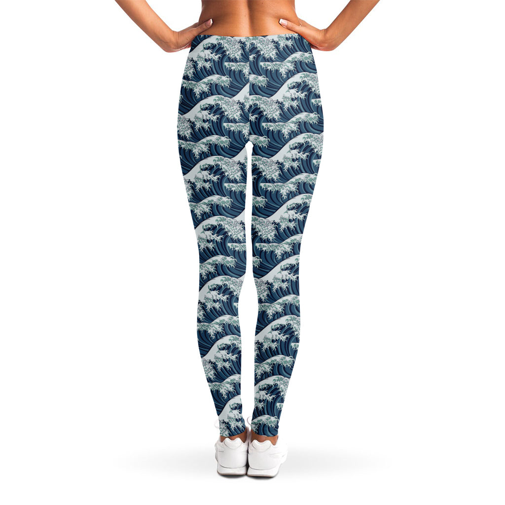 The Great Kanagawa Wave Pattern Print Women's Leggings