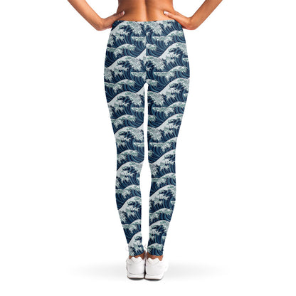 The Great Kanagawa Wave Pattern Print Women's Leggings