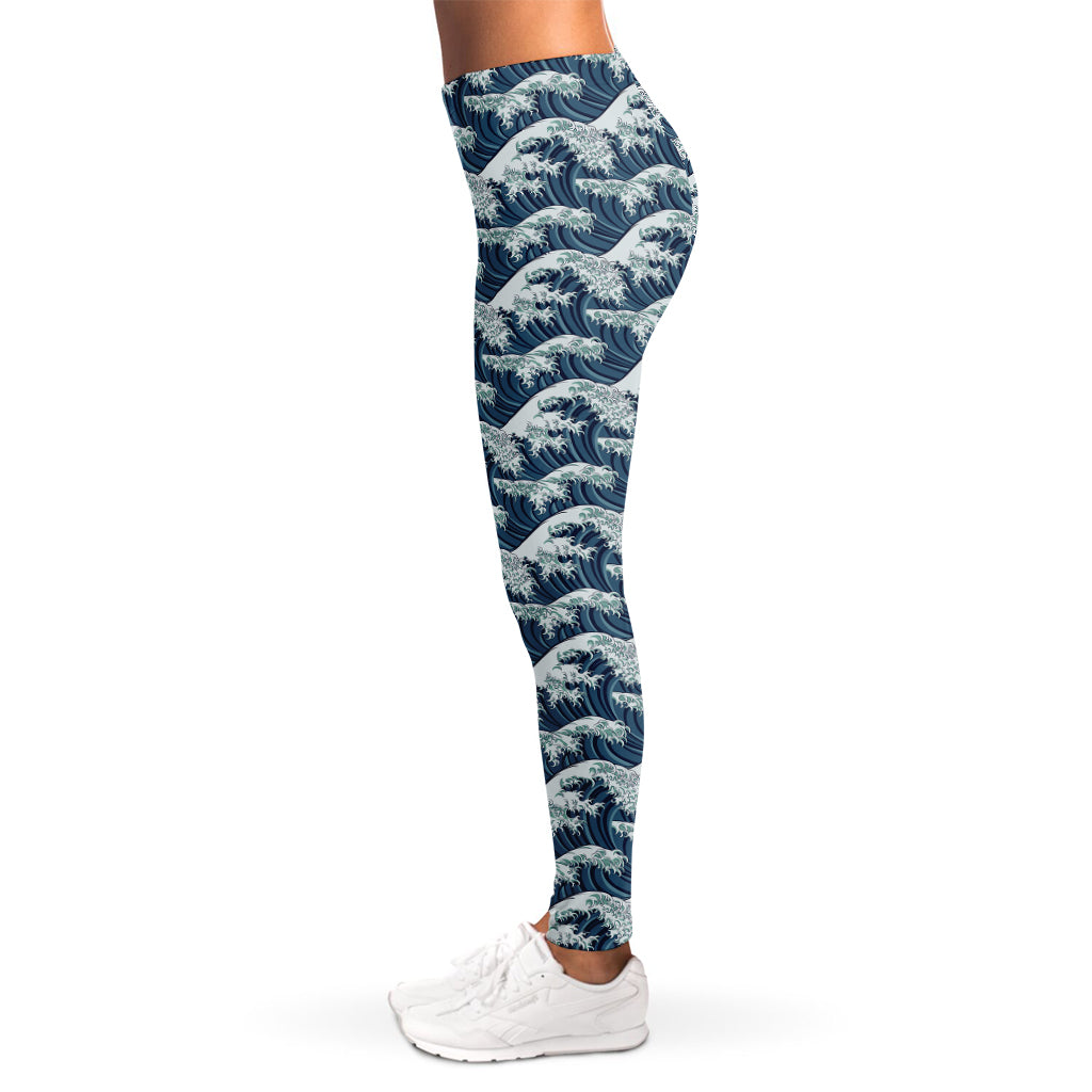 The Great Kanagawa Wave Pattern Print Women's Leggings