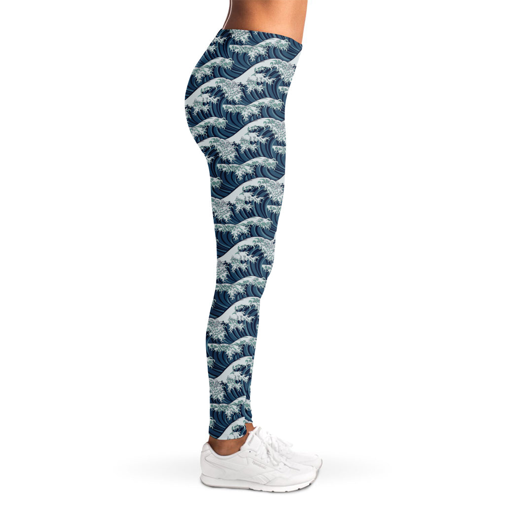 The Great Kanagawa Wave Pattern Print Women's Leggings