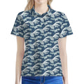 The Great Kanagawa Wave Pattern Print Women's Polo Shirt