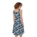 The Great Kanagawa Wave Pattern Print Women's Sleeveless Dress