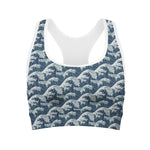 The Great Kanagawa Wave Pattern Print Women's Sports Bra