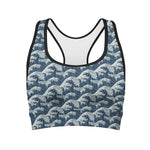 The Great Kanagawa Wave Pattern Print Women's Sports Bra