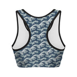 The Great Kanagawa Wave Pattern Print Women's Sports Bra
