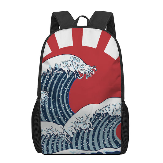 The Great Kanagawa Wave Print 17 Inch Backpack