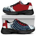 The Great Kanagawa Wave Print Black Chunky Shoes
