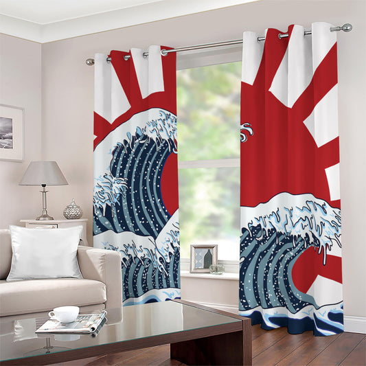 The Great Kanagawa Wave Print Blackout Grommet Curtains
