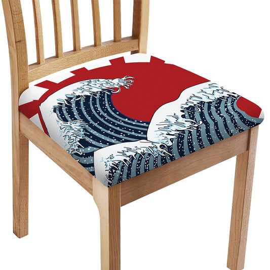 The Great Kanagawa Wave Print Chair Cushion Cover