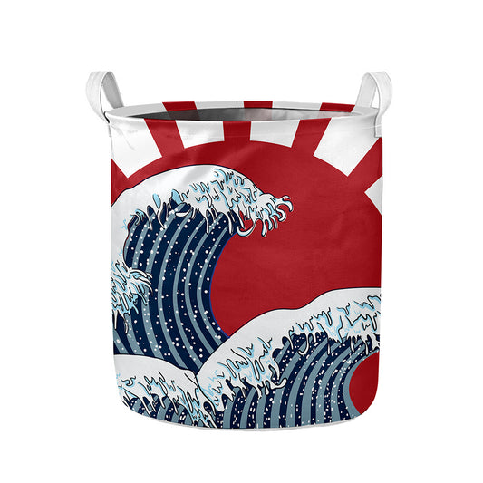 The Great Kanagawa Wave Print Collapsible Laundry Basket