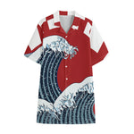 The Great Kanagawa Wave Print Cotton Hawaiian Shirt