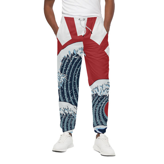 The Great Kanagawa Wave Print Cotton Pants