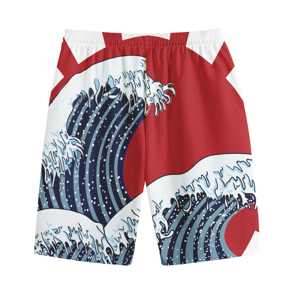 The Great Kanagawa Wave Print Cotton Shorts
