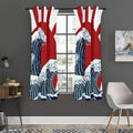The Great Kanagawa Wave Print Grommet Curtain Panels