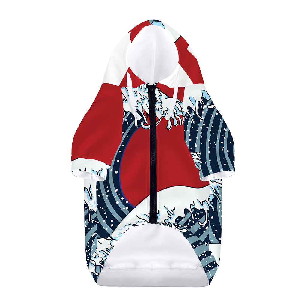 The Great Kanagawa Wave Print Dog Zip Up Hoodie