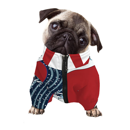 The Great Kanagawa Wave Print Dog Zip Up Jacket
