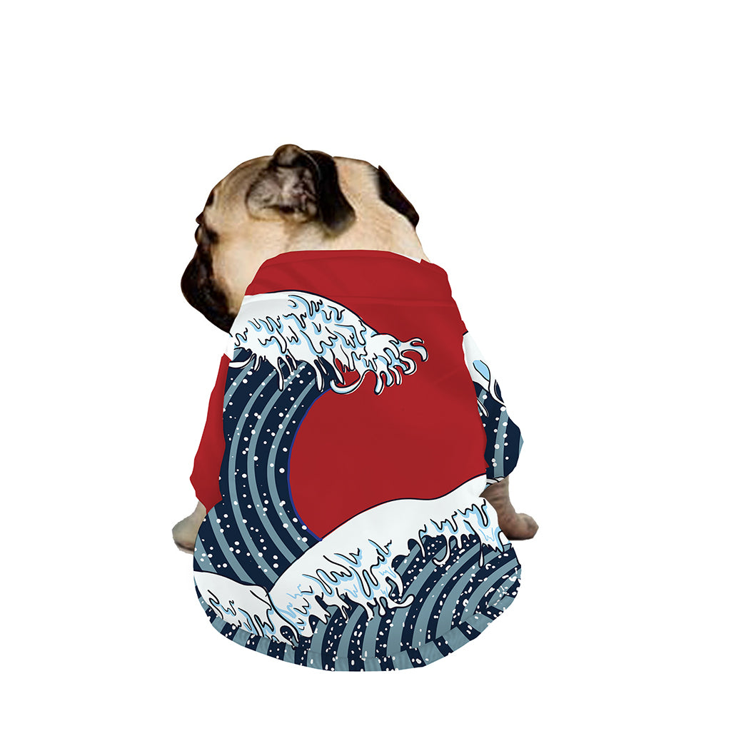 The Great Kanagawa Wave Print Dog Zip Up Jacket