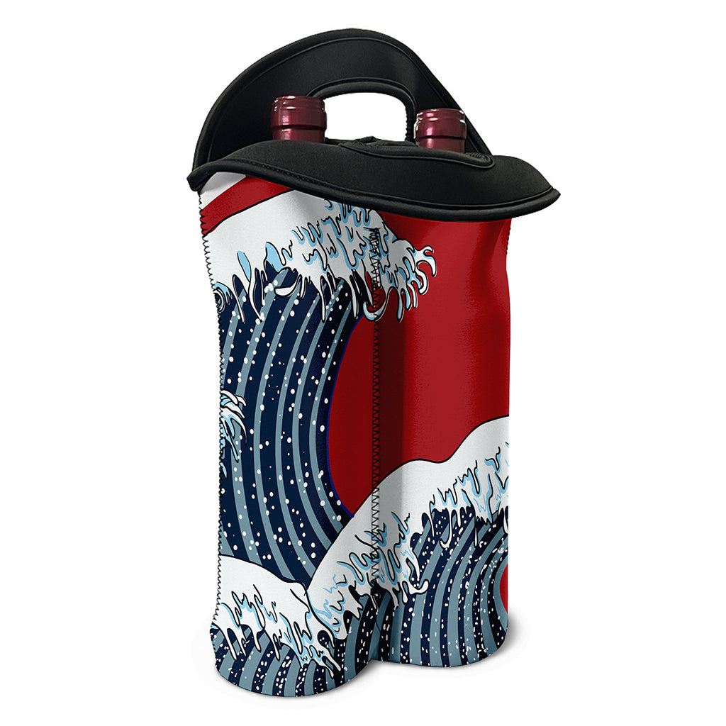 The Great Kanagawa Wave Print Double Neoprene Wine Tote