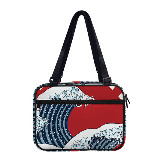 The Great Kanagawa Wave Print Double Strap Bible Bag