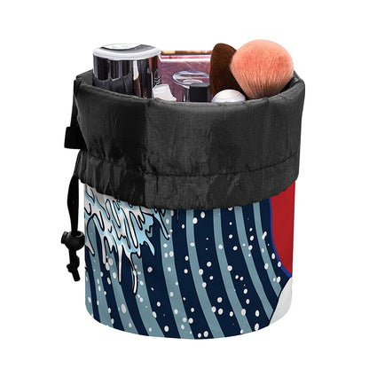 The Great Kanagawa Wave Print Drawstring Makeup Bag