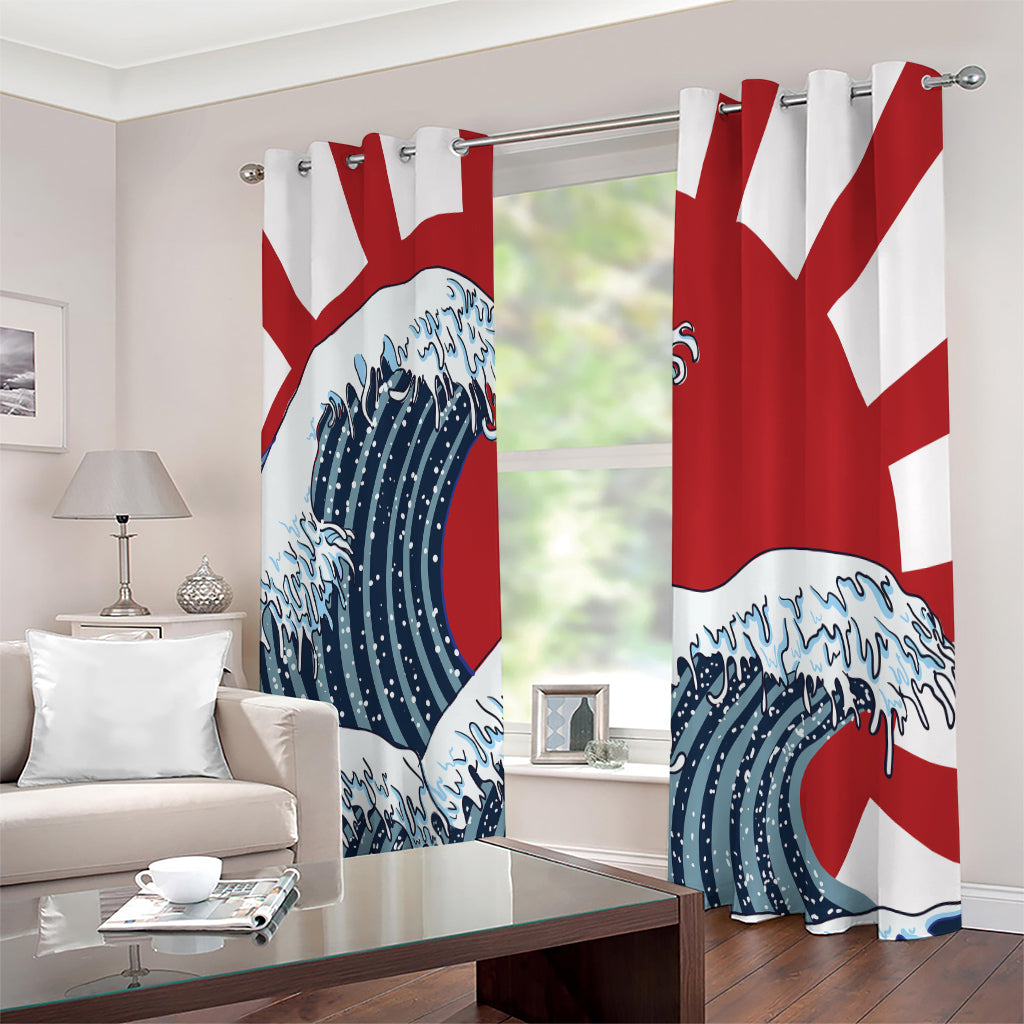 The Great Kanagawa Wave Print Extra Wide Grommet Curtains