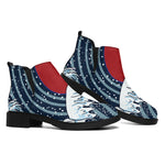 The Great Kanagawa Wave Print Flat Ankle Boots