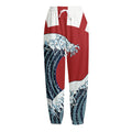 The Great Kanagawa Wave Print Fleece Lined Knit Pants