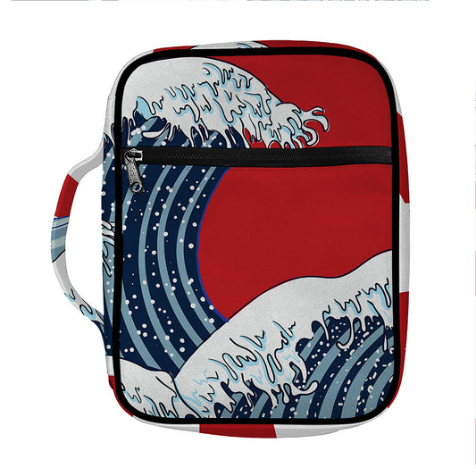 The Great Kanagawa Wave Print Front Pocket Bible Bag