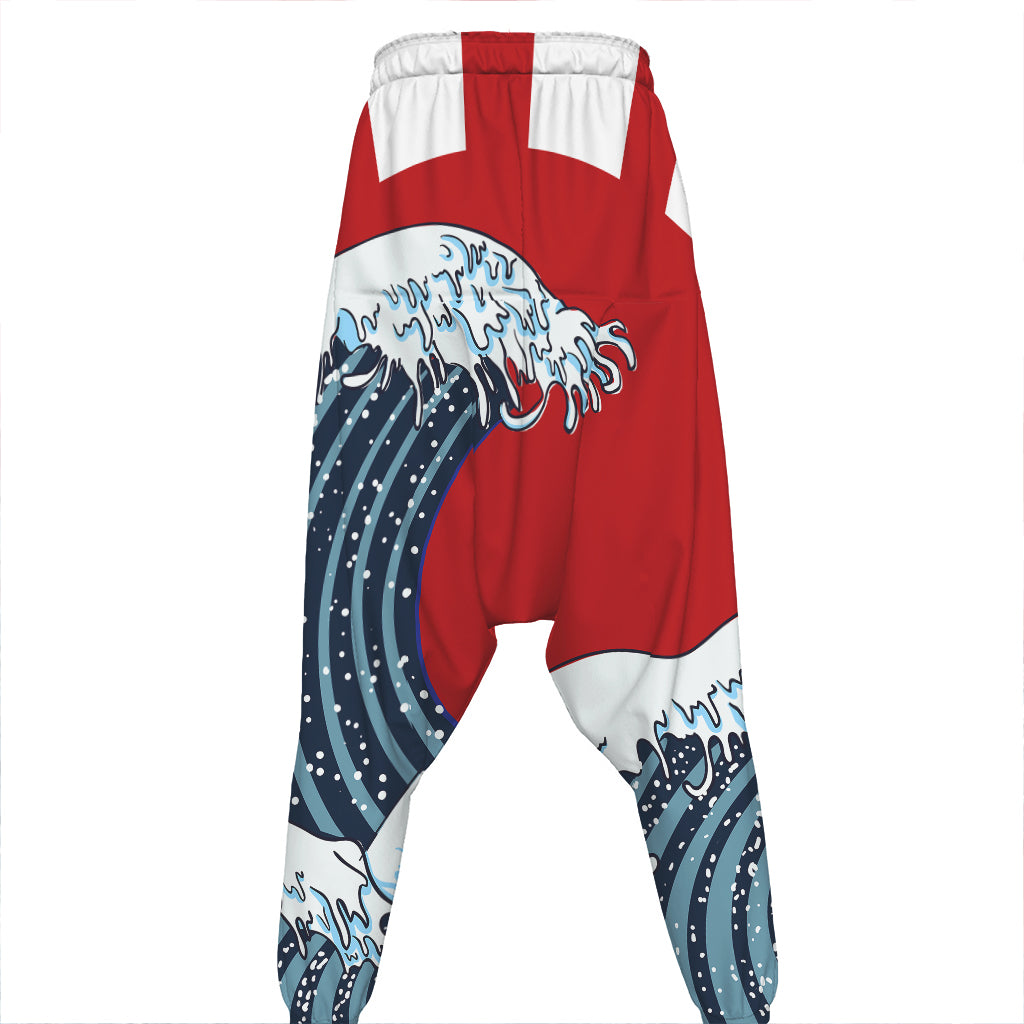The Great Kanagawa Wave Print Hammer Pants
