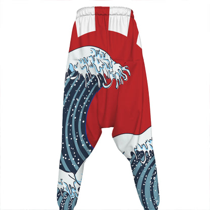 The Great Kanagawa Wave Print Hammer Pants